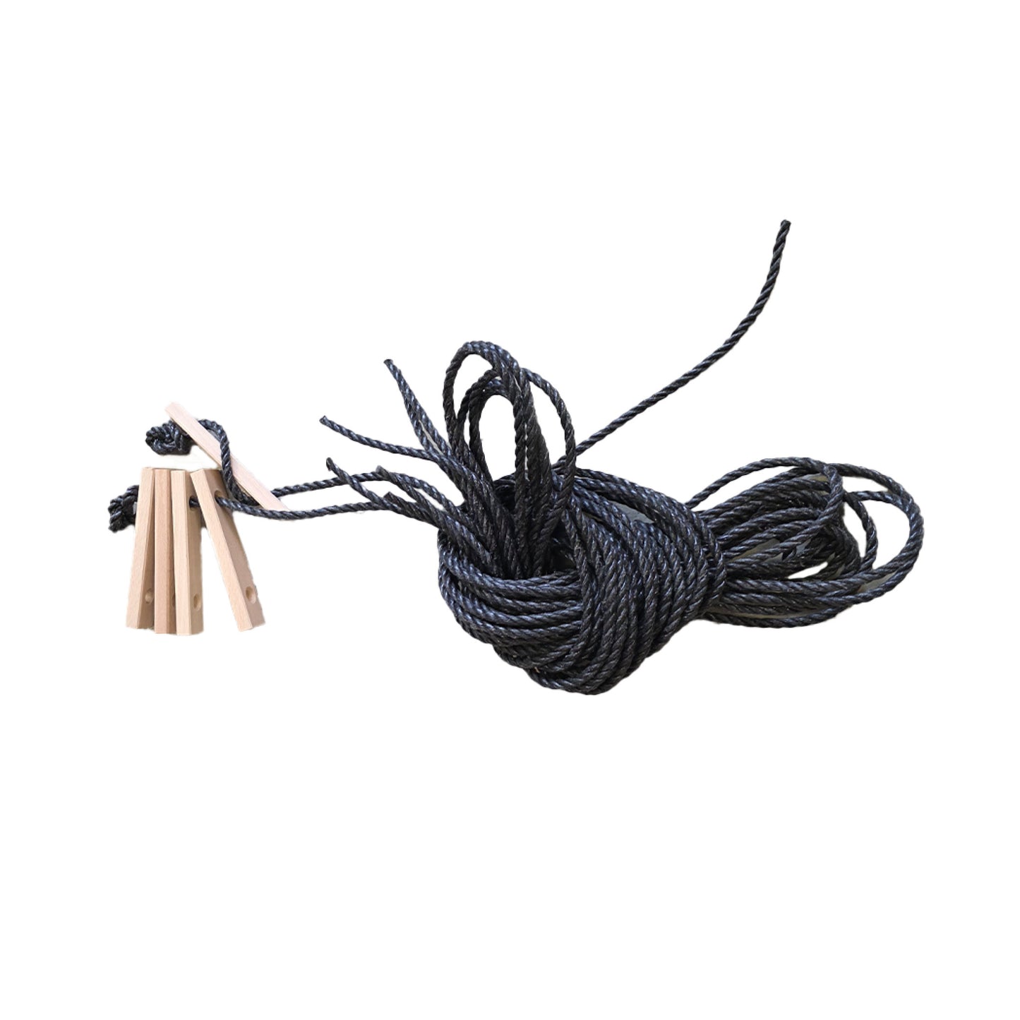 Abspannseil 450cm Schwarz mit Holzspanner
